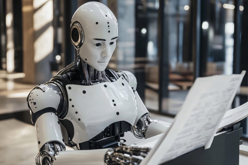 ربات انسان نما در حال کار در محیط شرکت 